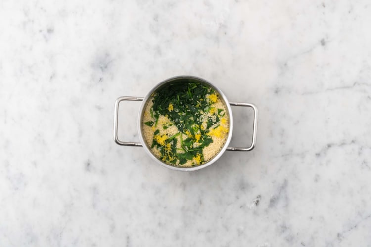 Cook couscous and prep tofu