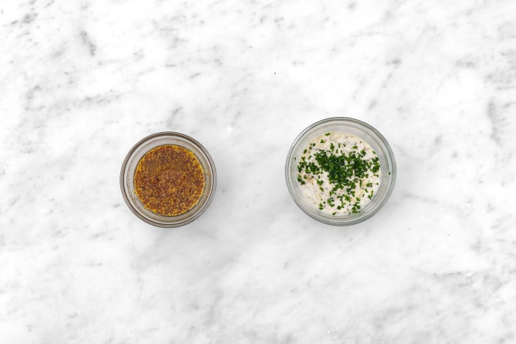 Make dressing and creamy horseradish sauce