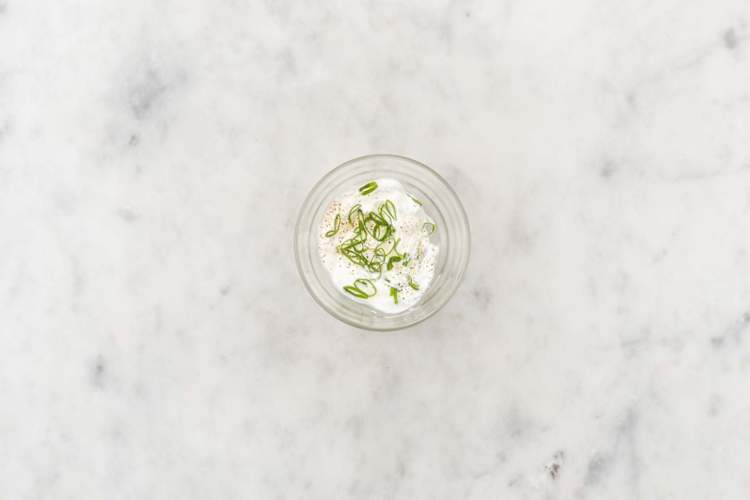 Prep and make green onion sour cream