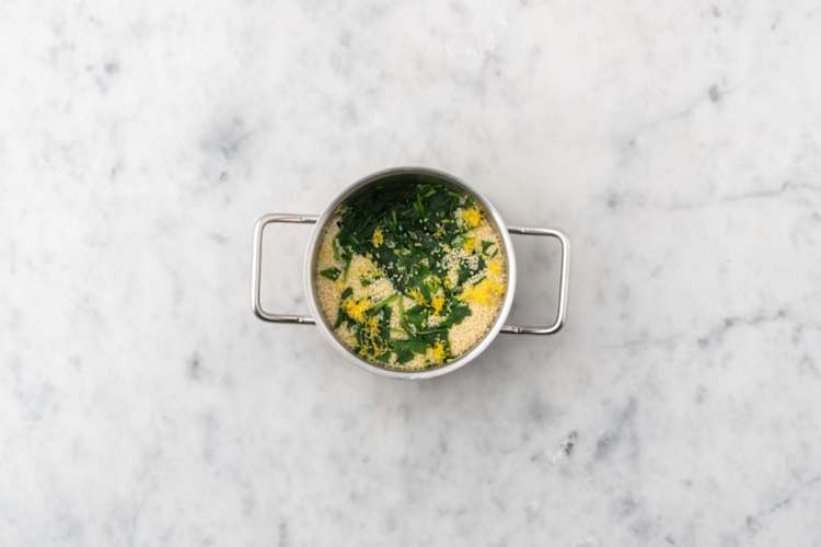 Cook couscous and prep tofu