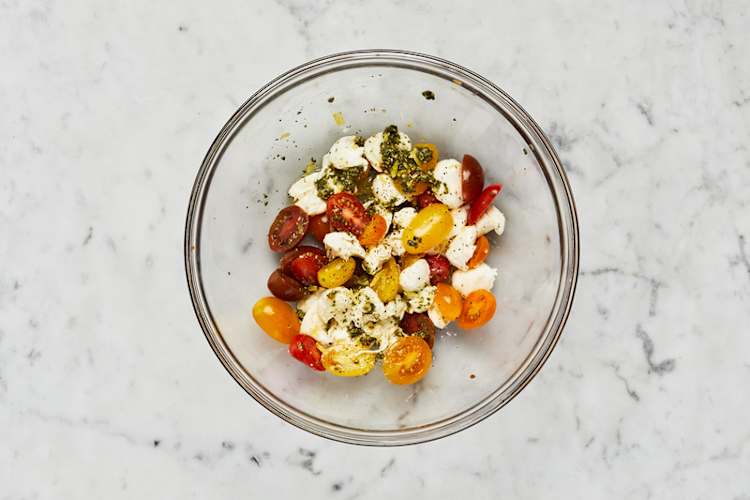 Marinate tomatoes and bocconcini 