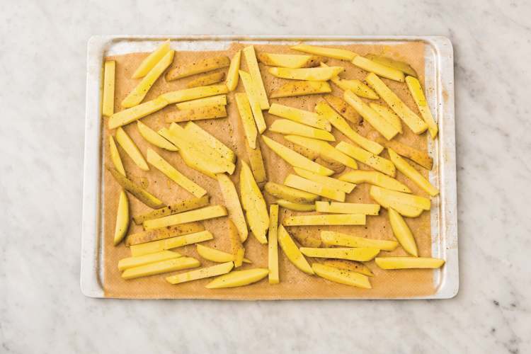 Bake the potato fries