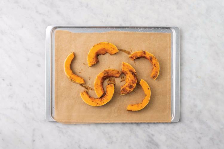 Bake the pumpkin wedges 