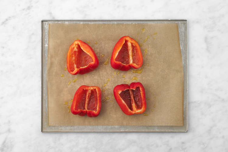 Roast the capsicums & chat potatoes