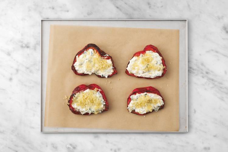 Bake the stuffed capsicums