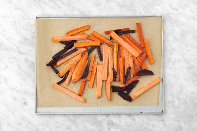 Bake the veggie fries