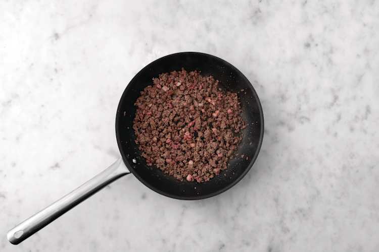 Cook the bacon & beef