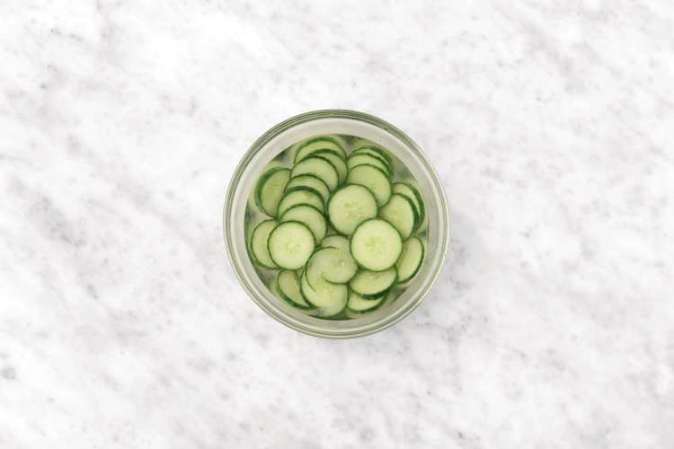 Pickle the cucumber & prep