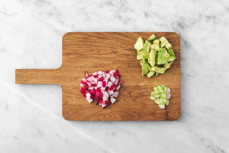 Prep veggies and cook chicken