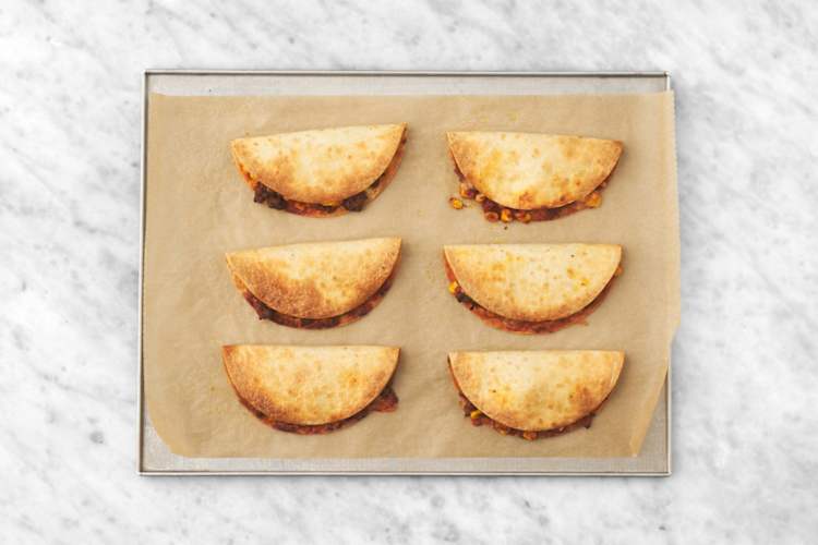 Bake the quesadillas