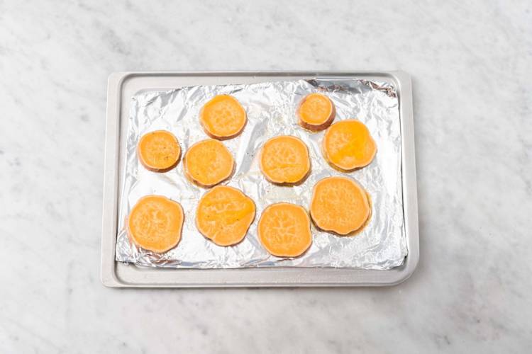 Broil sweet potatoes