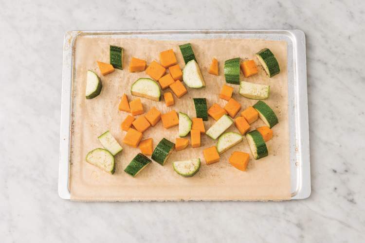 Bake the veggies & gnocchi