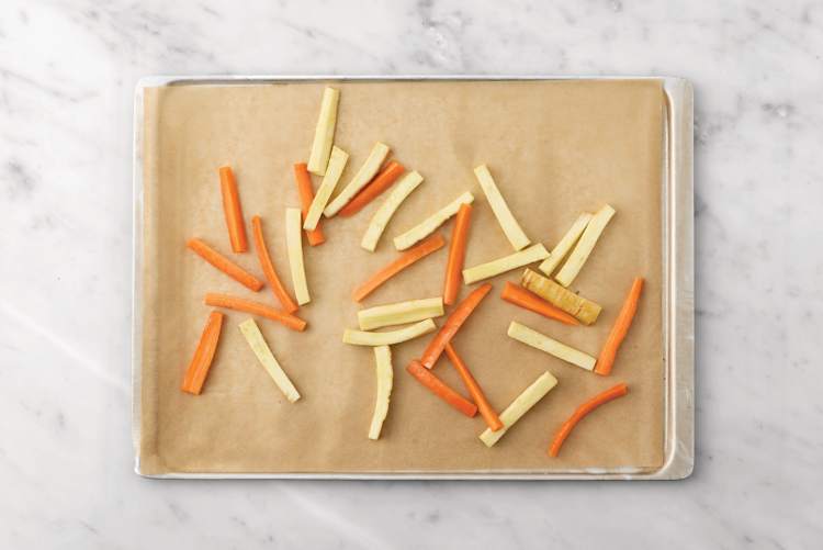Bake the veggie fries