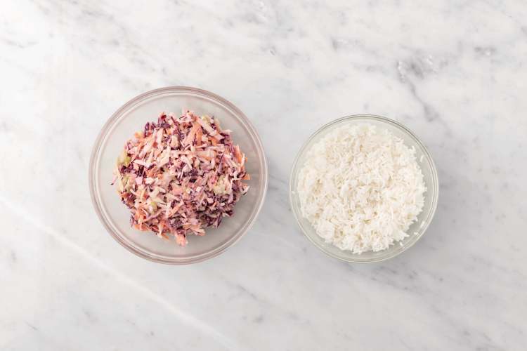 Make the rice & slaw 