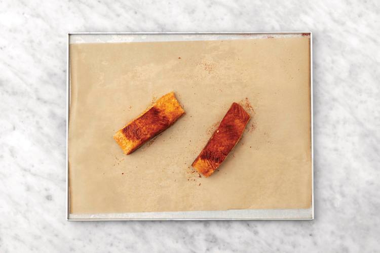 Bake the salmon and bring it together