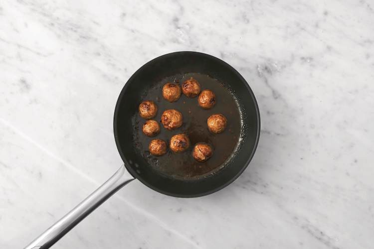 Cook & glaze the meatballs