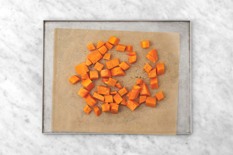 Bake the sweet potato fries