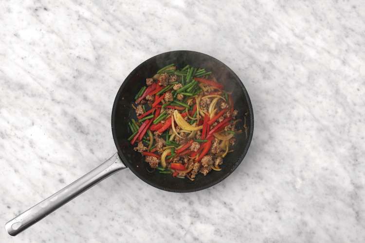 Cook the veggies & lamb
