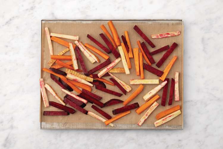 Bake the veggie fries