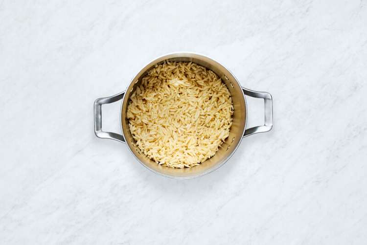Cook orzo and make butter