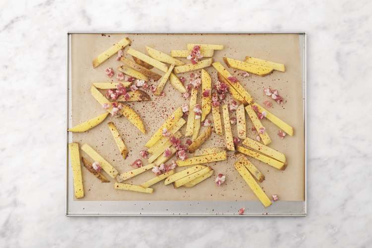 Bake the bacon fries