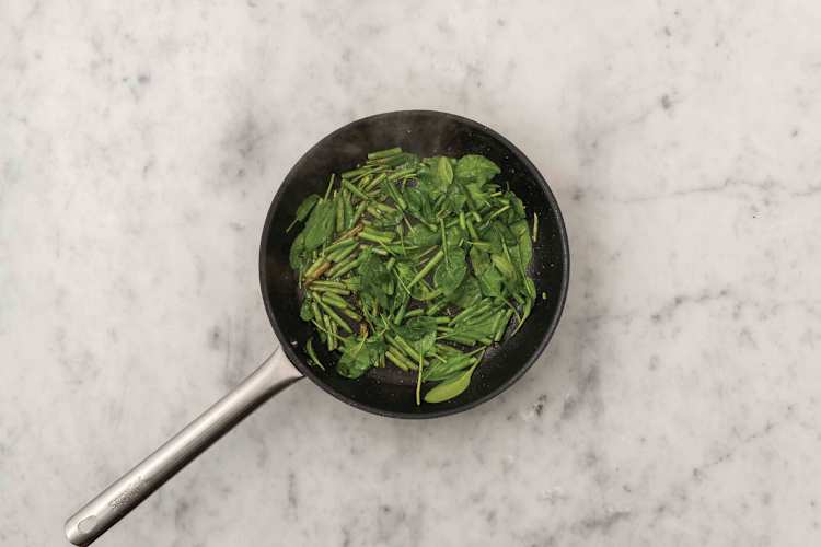 Cook the garlic greens