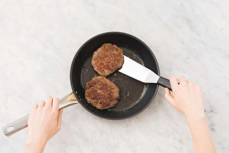 Cook the bacon & patties