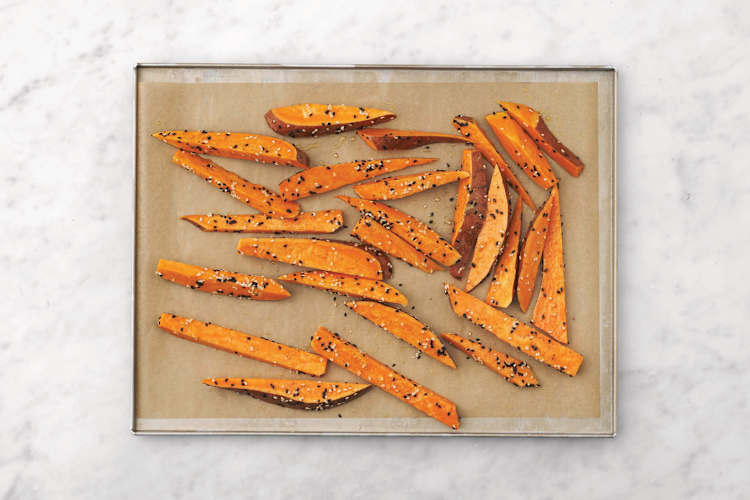 Bake the sesame wedges