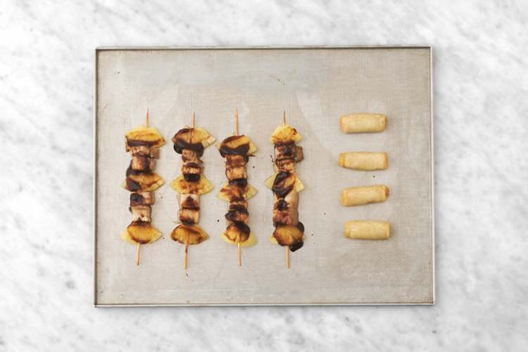 Roast the Skewers and Spring Rolls