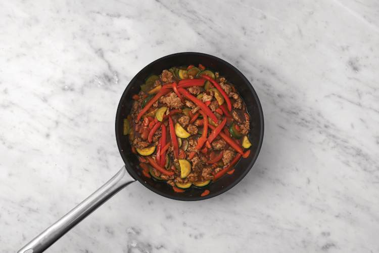 Cook the veggies & pork