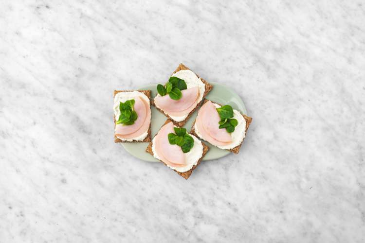 Optie 1: kruidenroomkaas, ham en veldsla