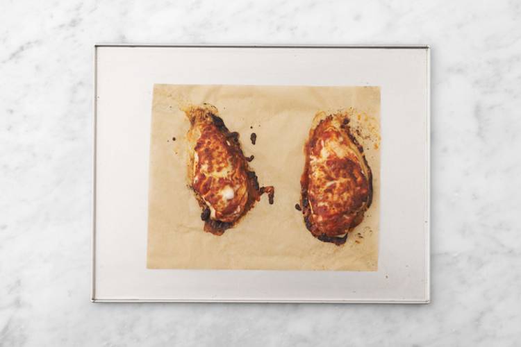 Roast the chicken & cook halloumi