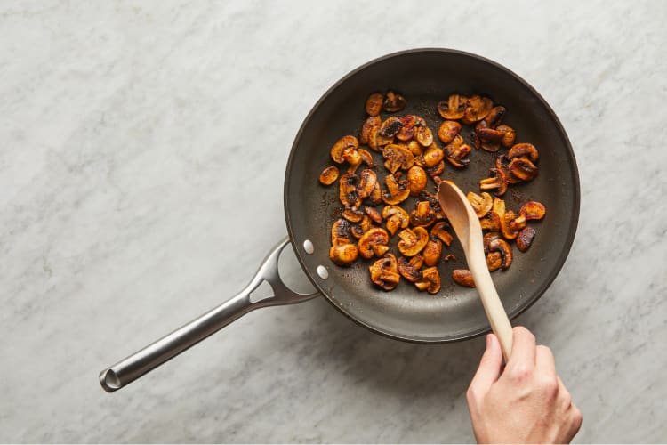 Cook Mushrooms & Toast Bread 