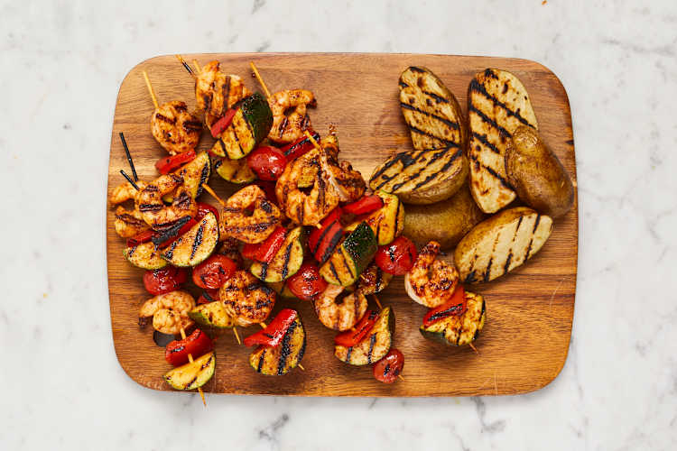 Grill Kebabs & Potatoes