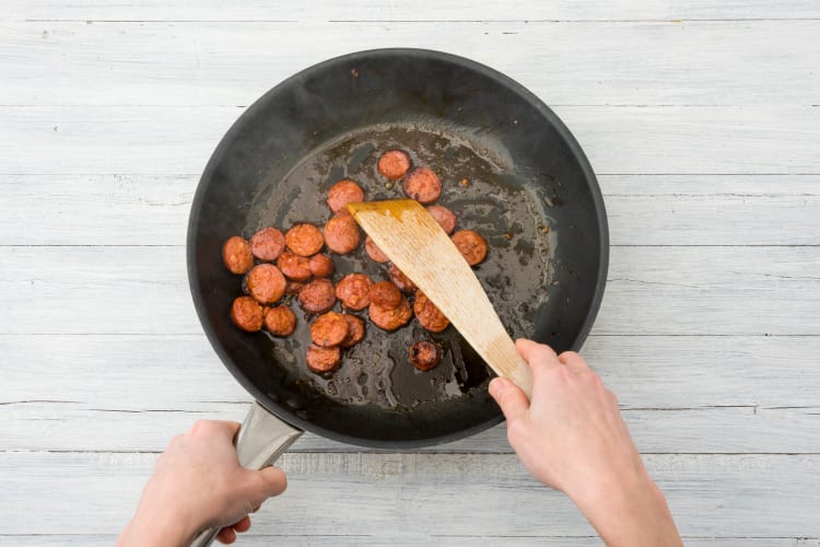 Cook the chorizo