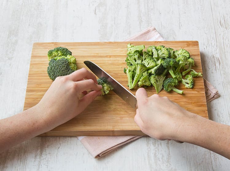 Cut the broccoli into very small florets