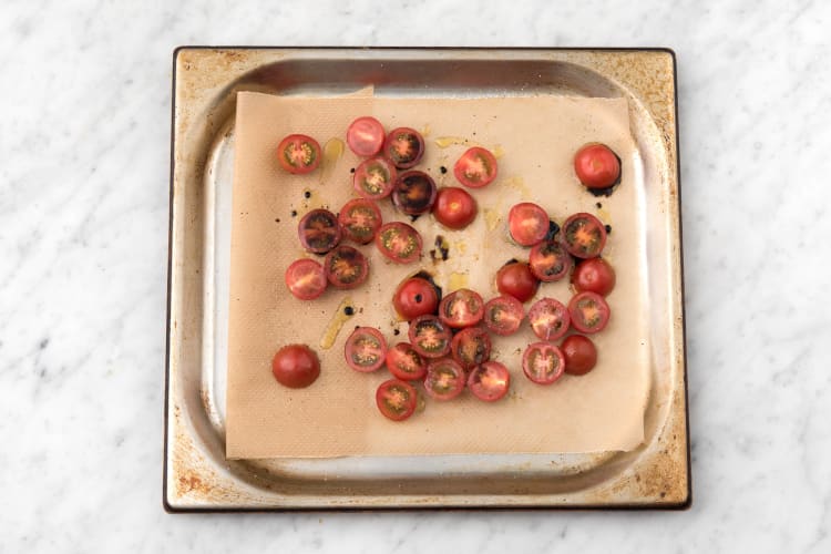 Bake the cherry tomatoes