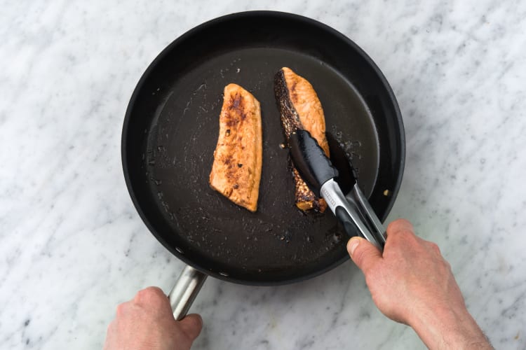 Cook the salmon on each side