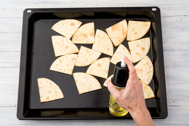 Bake the tortilla triangles