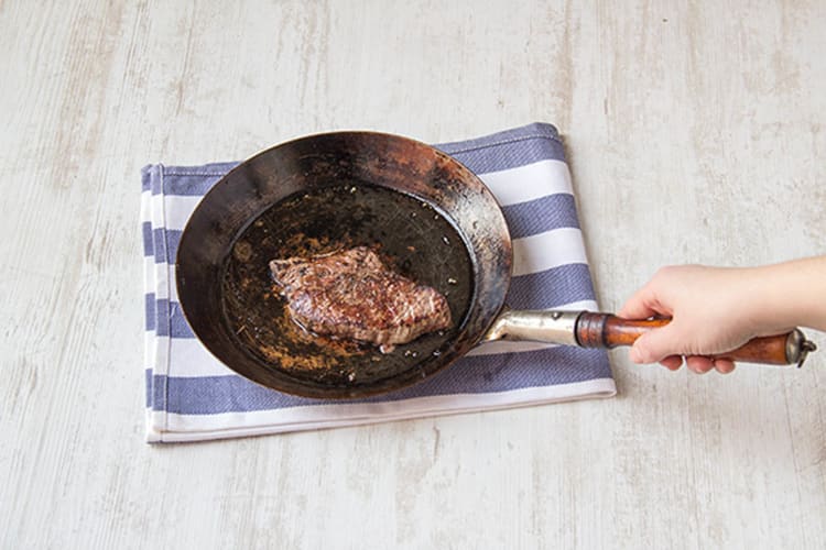 Cook the steak on each side