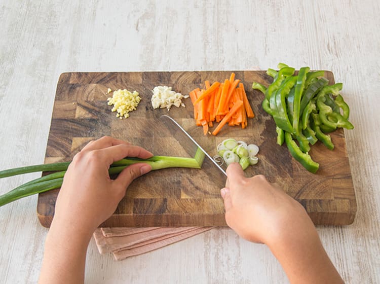 Prep veggies.