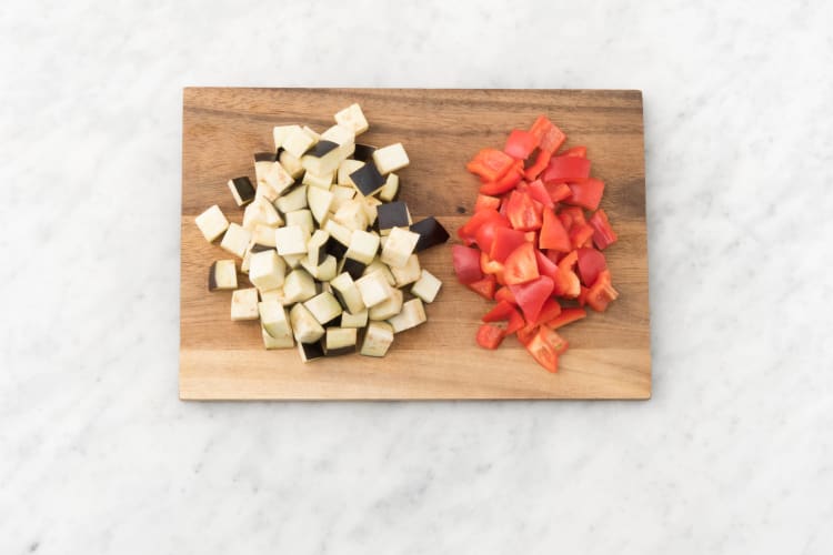 Preheat oven and roast veggies