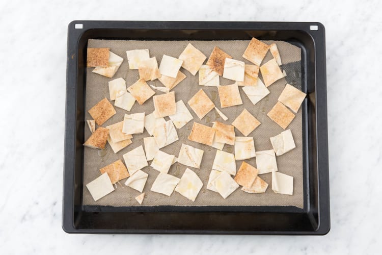 Bake the Lebanese bread squares