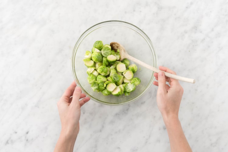 Season brussels sprouts