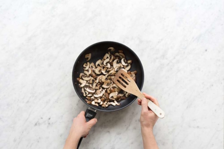 Cook mushrooms and onions