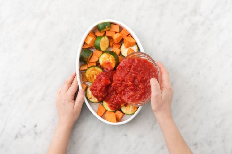 Pour over the diced tomatoes