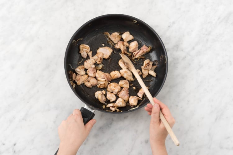 Cook the chicken thighs