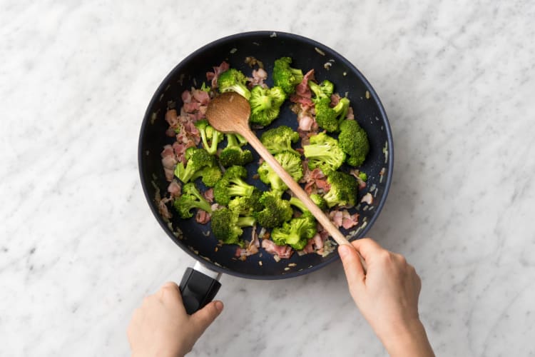 Soften the onion & broccoli