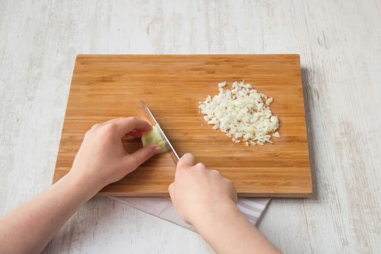 Finely dice the brown onion