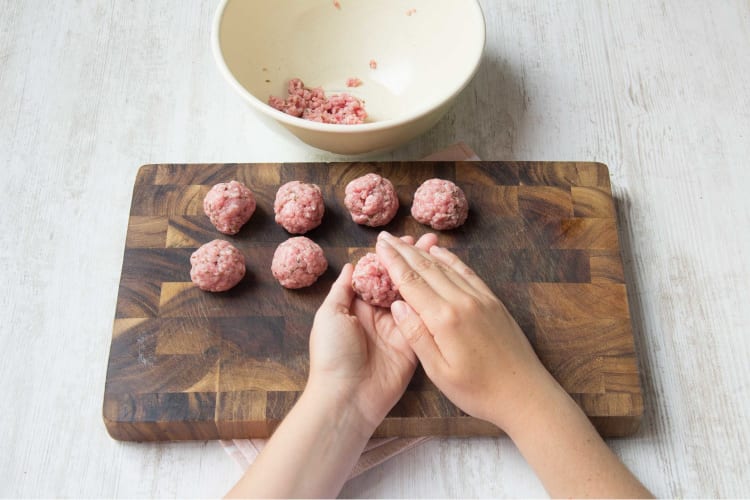 Roll the pork & veal mince into meatballs